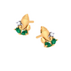 Precious 22K Ganesha Themed Gold Earrings Embellished With Green and White Gemstones