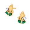 Precious 22K Ganesha Themed Gold Earrings Embellished With Green and White Gemstones