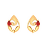 Soulful 22K Lord Ganesha Themed Gold Earring Embellished With Fiery Red Gemstone