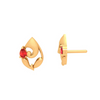 Soulful 22K Lord Ganesha Themed Gold Earring Embellished With Fiery Red Gemstone