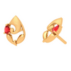 Soulful 22K Lord Ganesha Themed Gold Earring Embellished With Fiery Red Gemstone