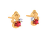 22K Gold Earrings Encrusted With Red And Clear GemStones