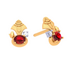 22K Gold Earrings Encrusted With Red And Clear GemStones