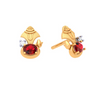 22K Gold Earrings Encrusted With Red And Clear GemStones