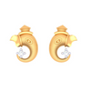  22K Lord Ganesha Gold Earrings With Clear-Cut GemStone 