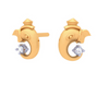  22K Lord Ganesha Gold Earrings With Clear-Cut GemStone 