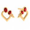 22K Red Stone Studded Yellow Gold Earring With Exclusive Design