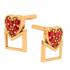 22K Red Stone Embossed Heart Themed Yellow Gold Trinket