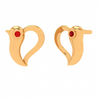 22K Bird Themed Red Stone Studded Yellow Gold Earring