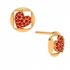 22K Red Stone Embossed Heart Themed Yellow Gold Earrings