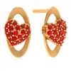 22K Oval Shaped Heart Themed Gold Earring for Women