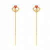 22K Ultra Sleek Red Stone Studded Yellow Gold Earring 