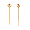 22K Ultra Sleek Red Stone Studded Yellow Gold Earring 