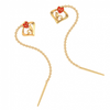 22K Ultra Sleek Red Stone Studded Yellow Gold Earring 