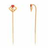 22K Ultra Sleek Red Stone Studded Yellow Gold Earring 