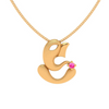 22K High Grade Ganesha Gold Pendant for Women With Pink Gemstones