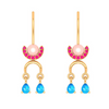 22K Dangle Gold Earrings with Blue & Red Gemstones Goldlites Collection