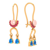 22K Dangle Gold Earrings with Blue & Red Gemstones Goldlites Collection