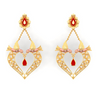 22K Heart Shaped Gold Earrings Design With Red Stone