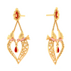 22K Heart Shaped Gold Earrings Design With Red Stone