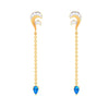 Gold Stud Earrings with White & Blue Gems from Barish Collection