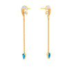 Gold Stud Earrings with White & Blue Gems from Barish Collection