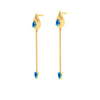 Gold Earrings with Blue Gems from Barish Collection