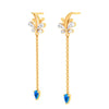 Gold Earrings With Unique Shape & Blue, White Gems From Barish Collection