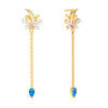 Gold Earrings With Unique Shape & Blue, White Gems From Barish Collection