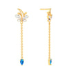 Gold Earrings With Unique Shape & Blue, White Gems From Barish Collection