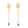 Gold Earrings With Unique Shape & Blue, White Gems From Barish Collection