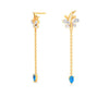 Gold Earrings With Unique Shape & Blue, White Gems From Barish Collection