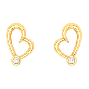 22k Gold Charming Heart Studs Earring For Women