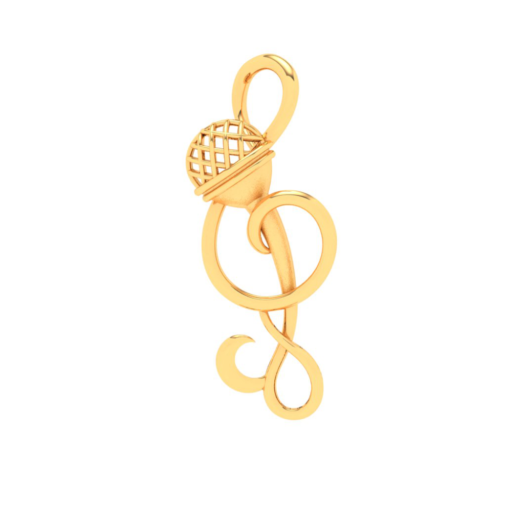 22KT Musical Note Microphone Gold Pendant | PC Chandra Jewellers ...