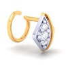 22KT Diamond Shape With Three White Stones Gold Nosepin From Online Exclusive