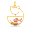 22K Cat shaped fish bowl Gold Pendant with a touch of rose gold from Online Exclusive 