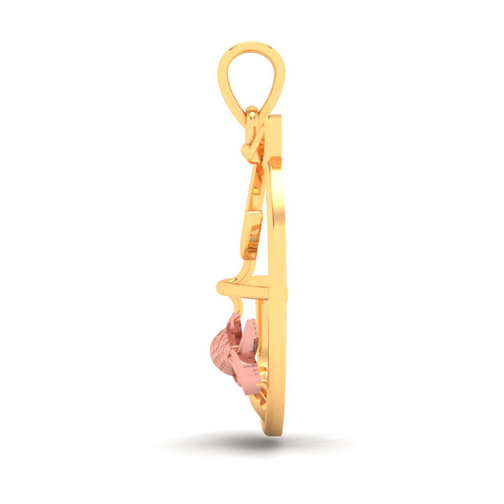 22K Cat shaped fish bowl Gold Pendant with a touch of rose gold from Online Exclusive