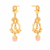 Unique Design 22K Hanging Gold Earrings With A Pink \
Stone From Goldlites Collection 