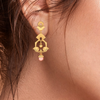 Unique Design 22K Hanging Gold Earrings With A Pink \
Stone From Goldlites Collection 