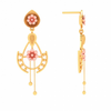 Unique Shape 22K Hanging Earring With\
Pink Floral Design From Goldlites Collection