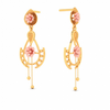 Unique Shape 22K Hanging Earring With\
Pink Floral Design From Goldlites Collection