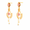 Unique Shape 22K Hanging Earring With\
Pink Floral Design From Goldlites Collection