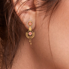 Unique Shape 22K Hanging Earring With\
Pink Floral Design From Goldlites Collection