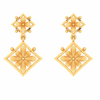 Diamond Shape 22K Hanging Gold Earring\
With Floral Design from Goldlite Collection