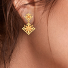 Diamond Shape 22K Hanging Gold Earring\
With Floral Design from Goldlite Collection