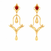 Unique Design 22K Hanging Gold Earrings With A Red\
Stone From Goldlites Collection 