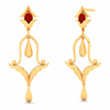 Unique Design 22K Hanging Gold Earrings With A Red\
Stone From Goldlites Collection 