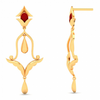 Unique Design 22K Hanging Gold Earrings With A Red\
Stone From Goldlites Collection 