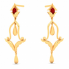 Unique Design 22K Hanging Gold Earrings With A Red\
Stone From Goldlites Collection 