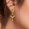 Unique Design 22K Hanging Gold Earrings With A Red\
Stone From Goldlites Collection 